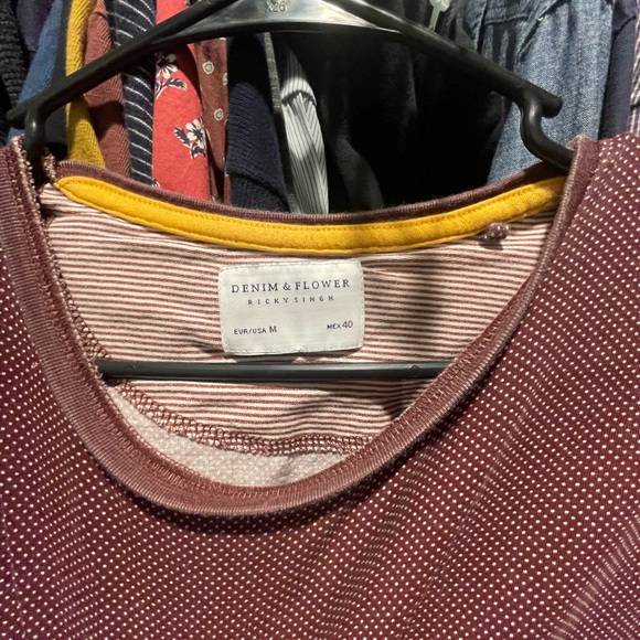 Denim and Flower Red Dot Shirt - Picture 2 of 2